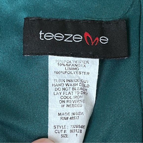 Teezeme Green Velvet Mini Dress Goth Grunge Vampy Witchy Preppy Hoco Prom Nye XS - Picture 7 of 9